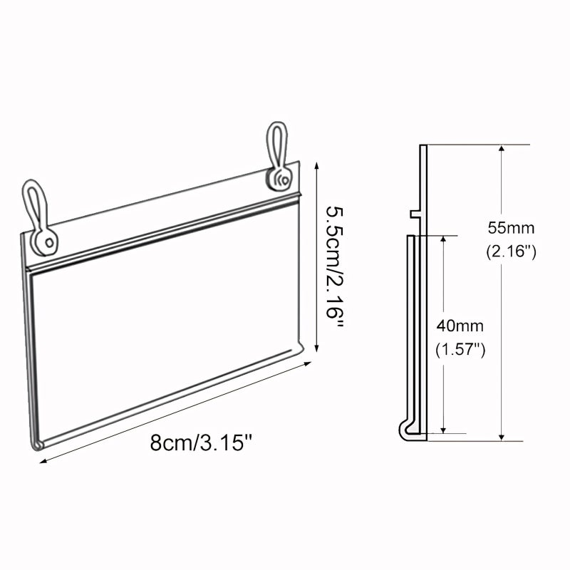 Muka 100 Pcs Wire Shelf Label Holder Double Hanging Buckle Plastic Retail Price Hang Tag for Supermarket Warehouse 3.15" x 2.16" - Image 3